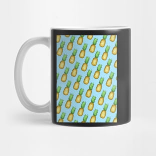 Summer Pineapples Pattern | Blue Background Mug